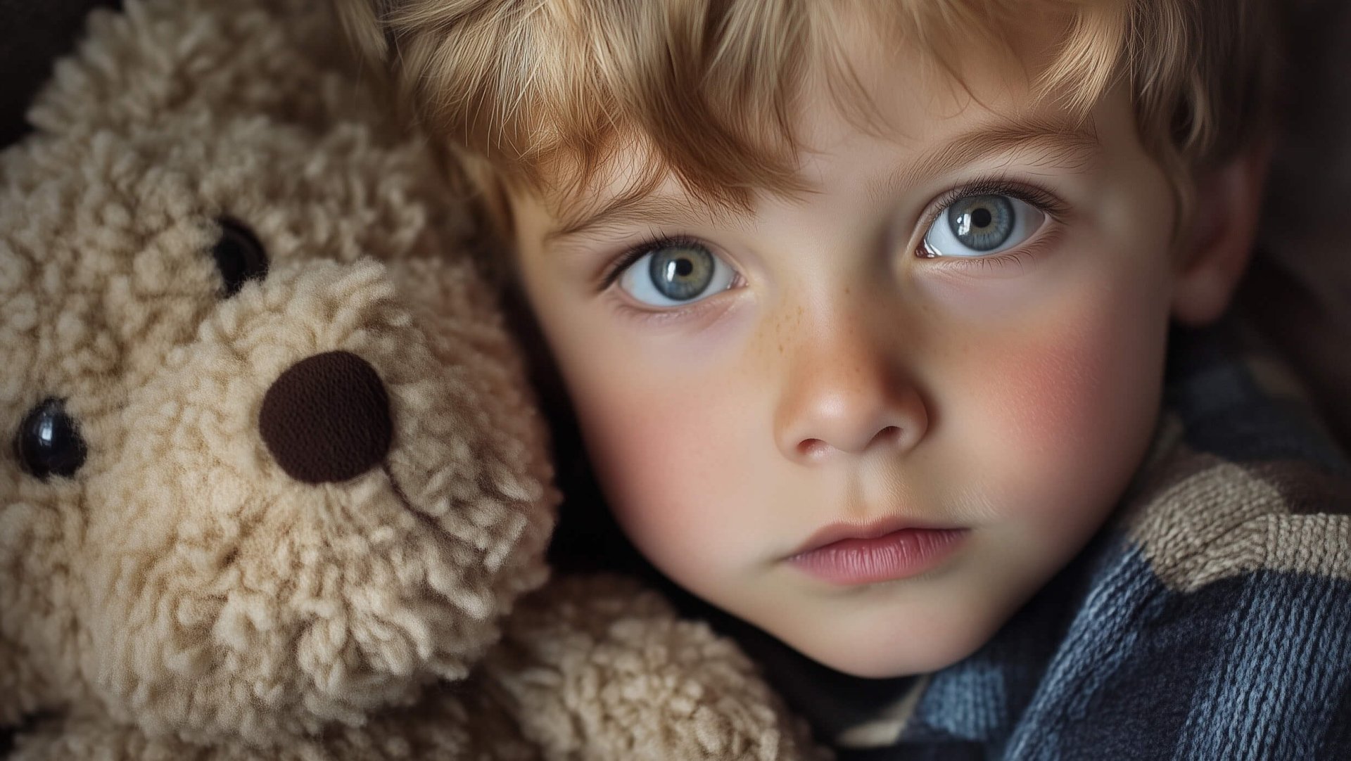 Un niño con su peluche