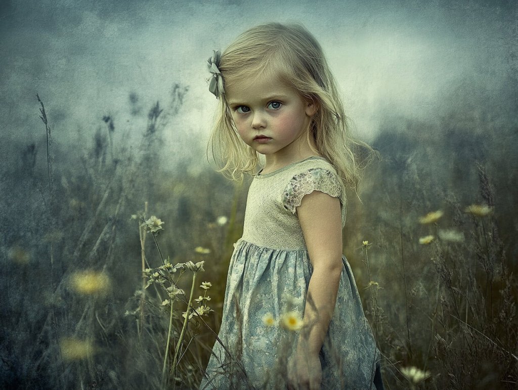 Imagen de una niña en el campo