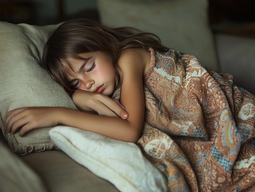 Una niña dormida en el sofá