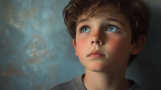 Un niño con la mirada perdida