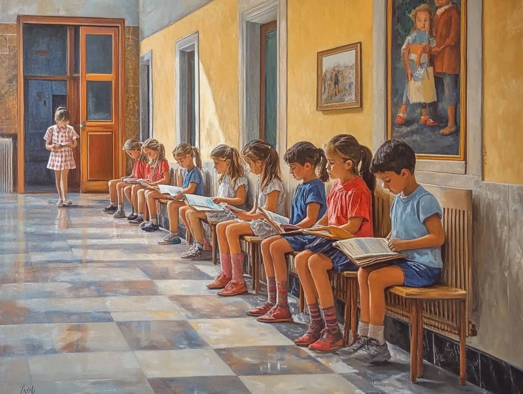 Niños leyendo en una sala de espera del cole