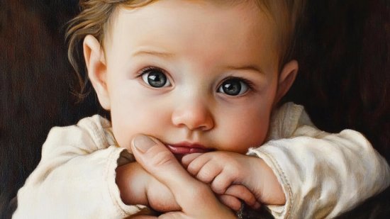 Primer plano de un bebé con ojos grandes