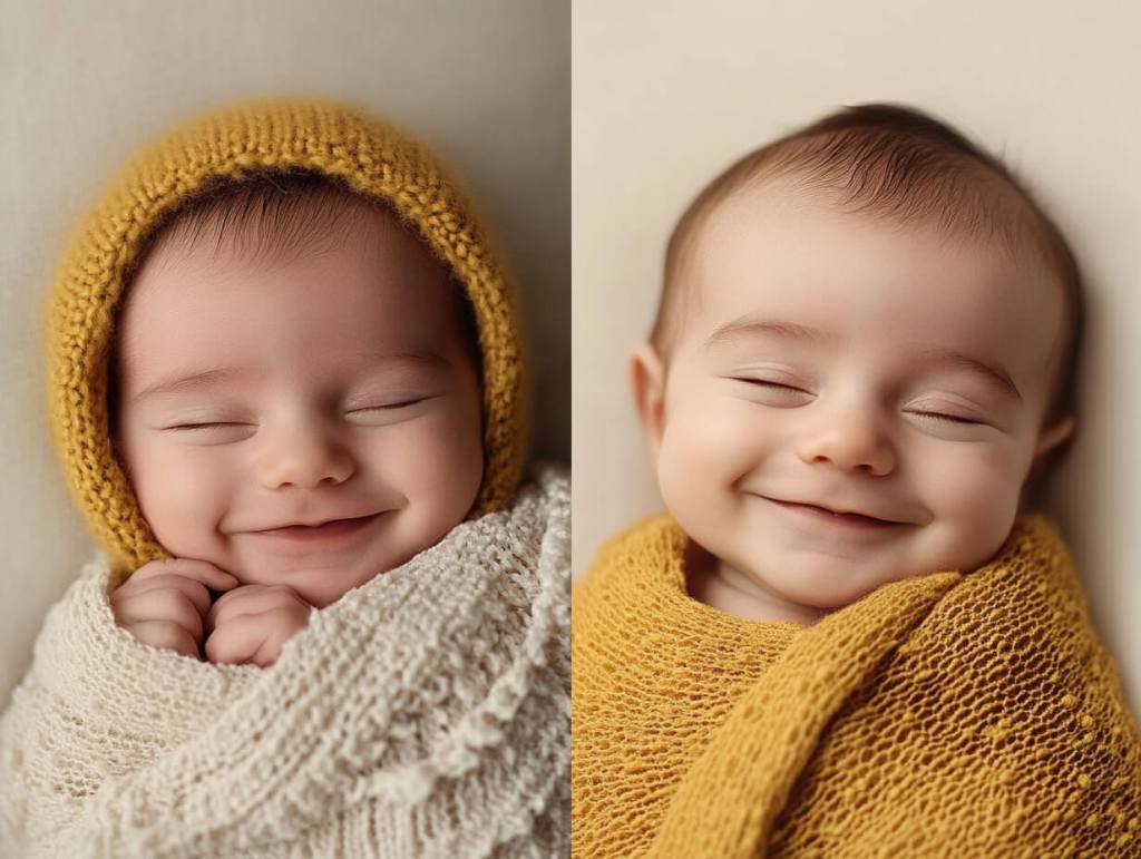 Doble retrato del mismo bebé