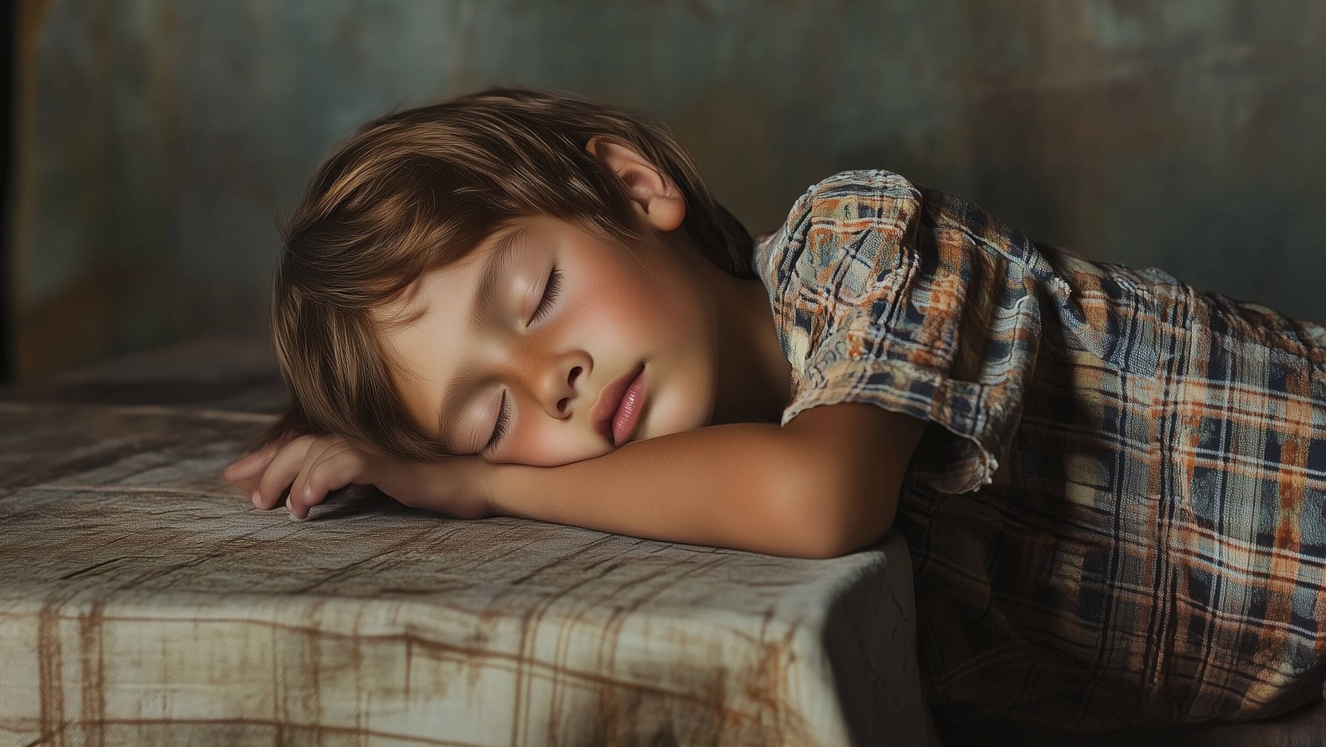 Un niño dormido encima de la mesa