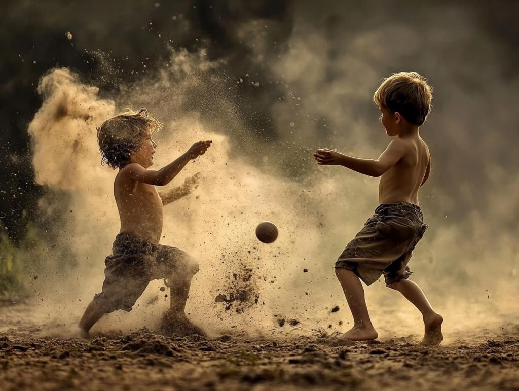 Dos niños jugando en verano