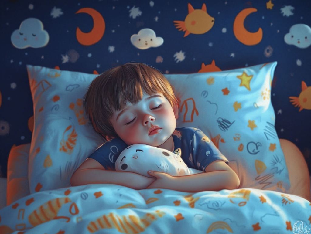 Un niño pequeño dormido bocarriba