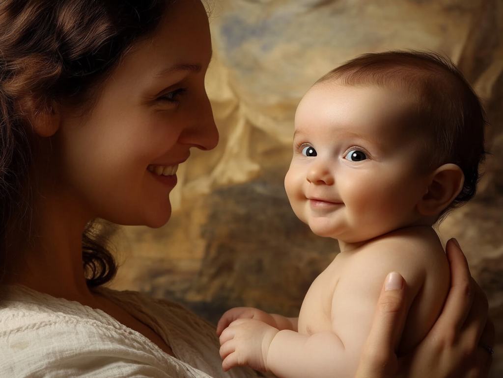 Madre e hijo, sonrientes