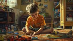 Un niño jugando en casa