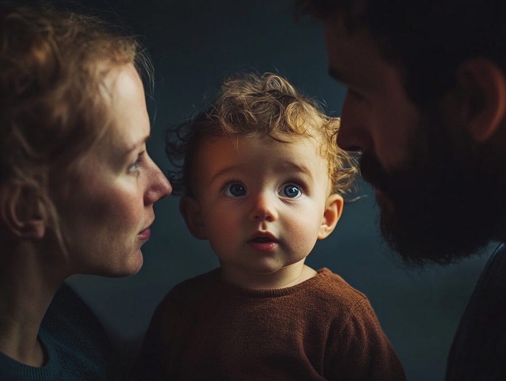Unos padres hablando con su hijo pequeño