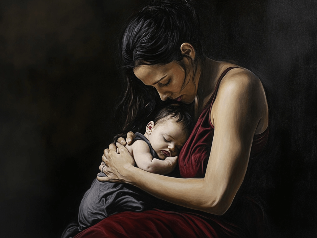 Una madre protege a su bebé