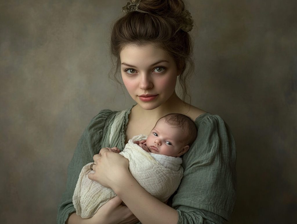 Madre e hija posando