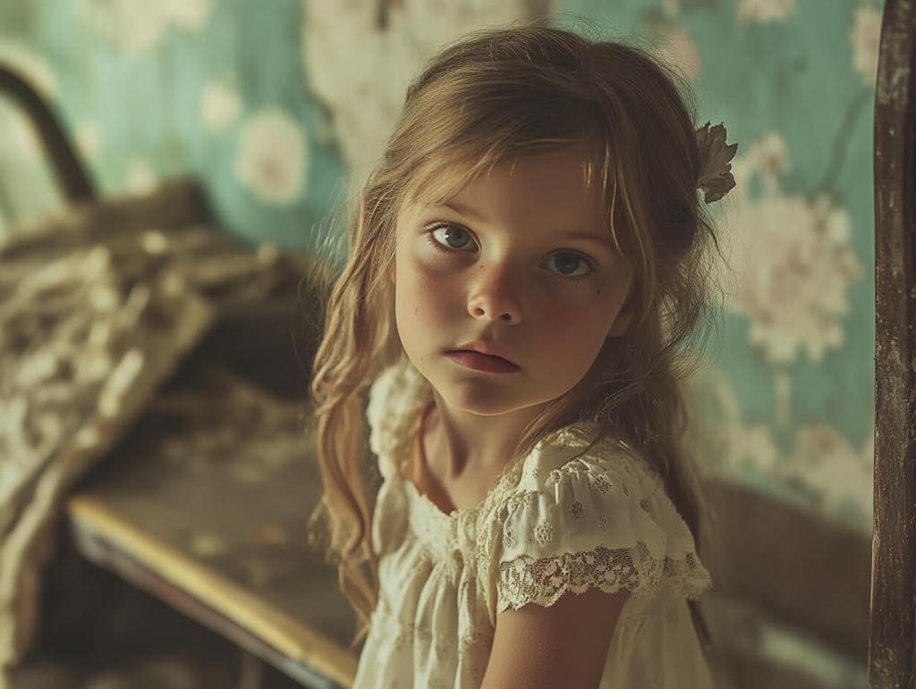 Una niña mirando a la cámara