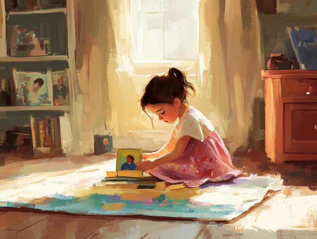Una niña jugando sola