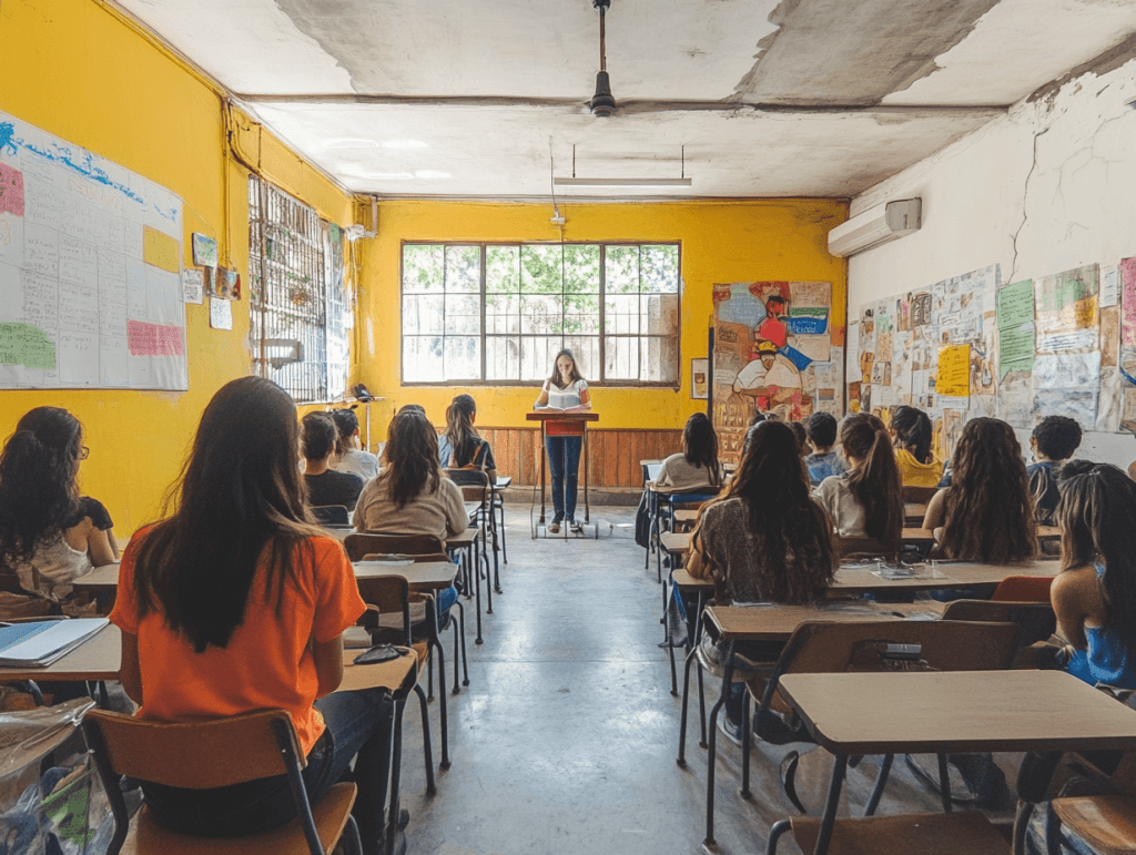Una profesora dando una clase
