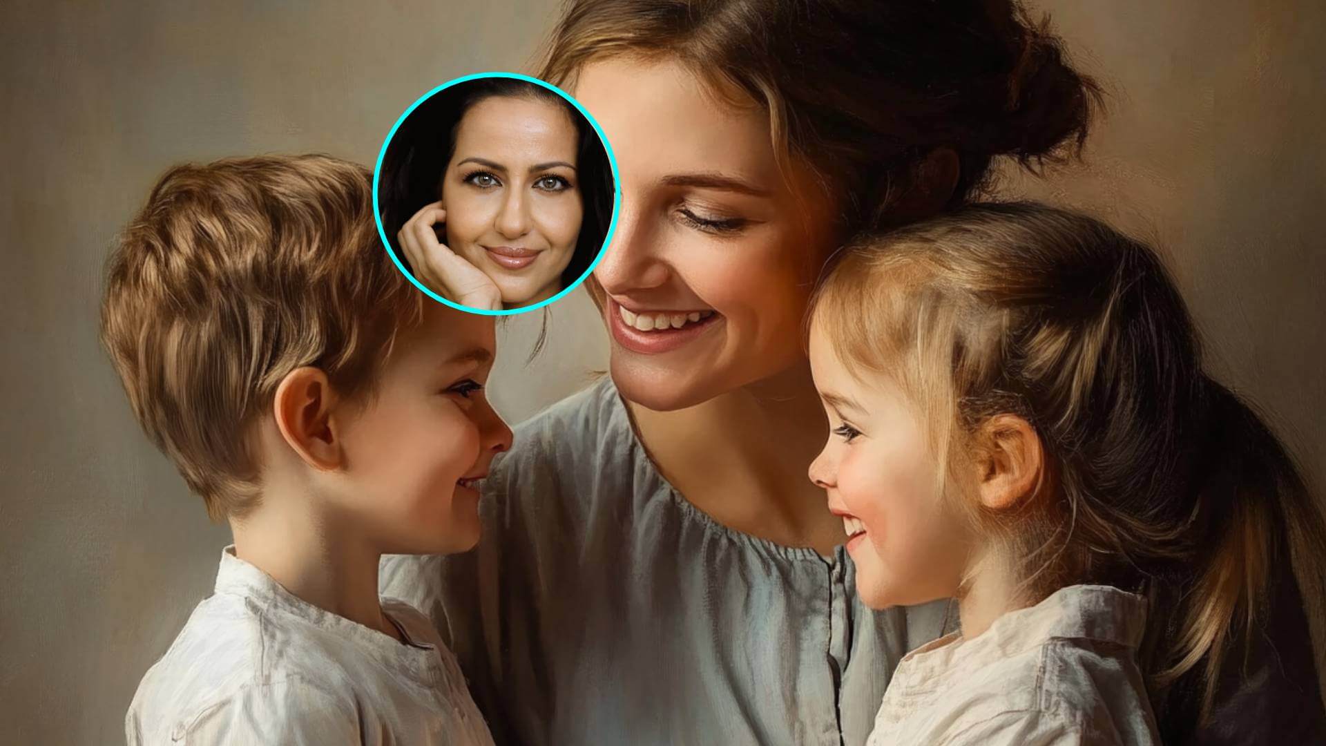 Una madre disfruta con sus hijos. En detalles, Reem Raouda)