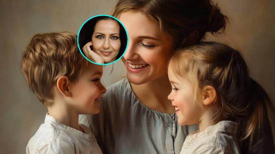 Una madre disfruta con sus hijos. En detalles, Reem Raouda)