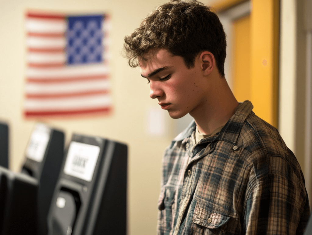 Un adolescente, votando