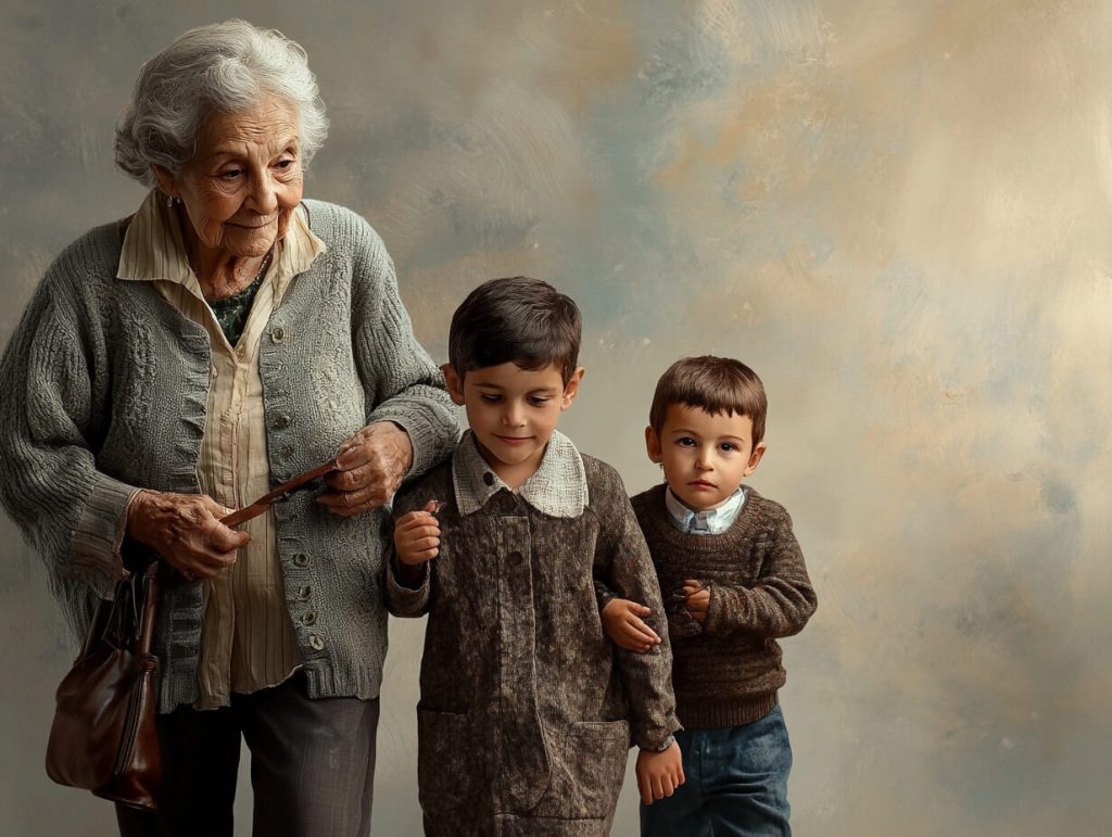 Una abuela con sus nietos
