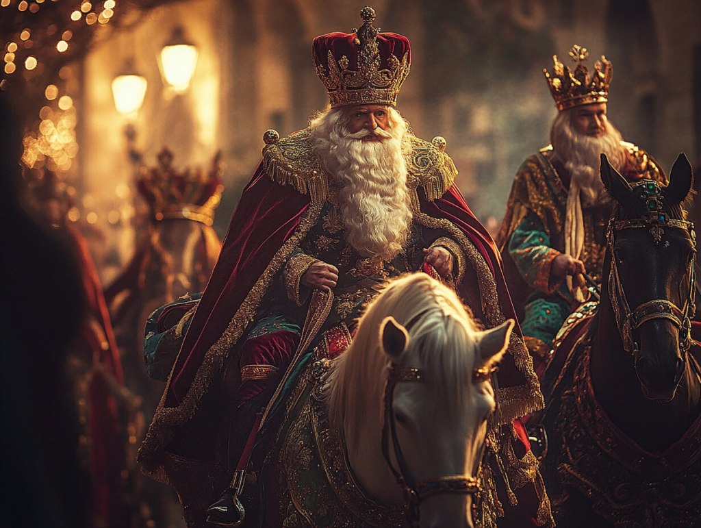 El rey mago Melchor, a caballo