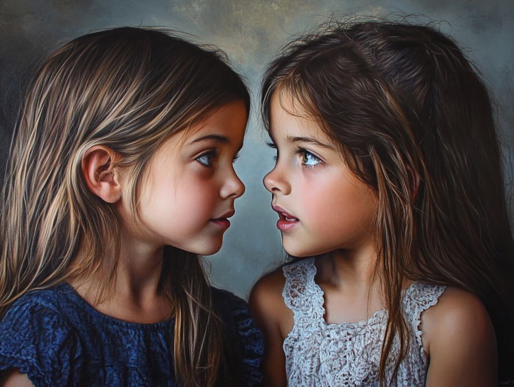 Dos niñas se miran frente a frente, de igual a igual