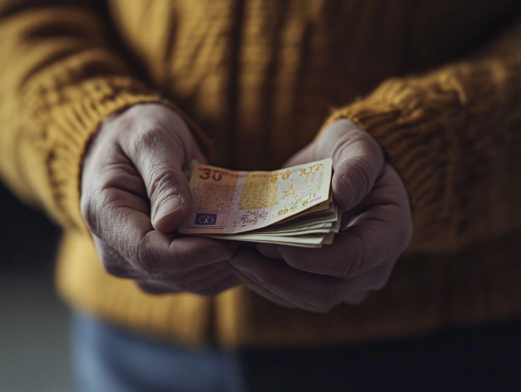 Una persona sujetando un fajo de billetes