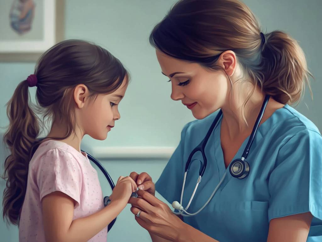 Una pediatra atiende a una niña