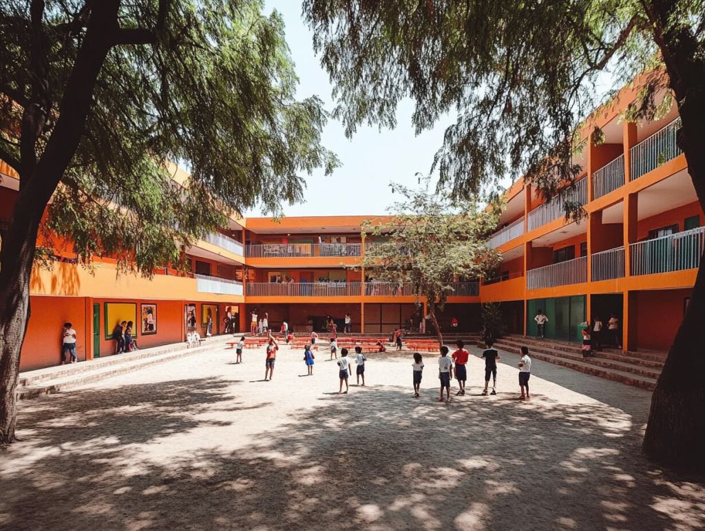 Un colegio con actividad en el recreo