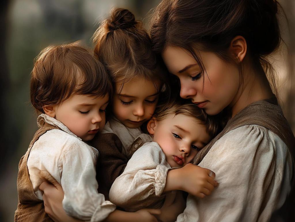 Una familia se abraza al completo