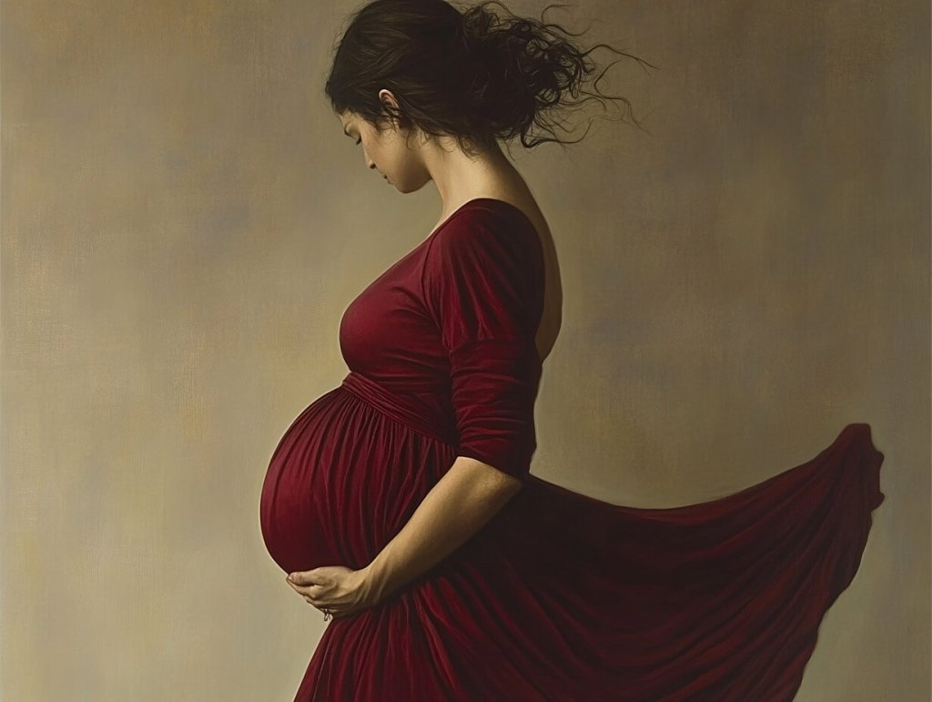 Retrato de una mujer embarazada de perfil