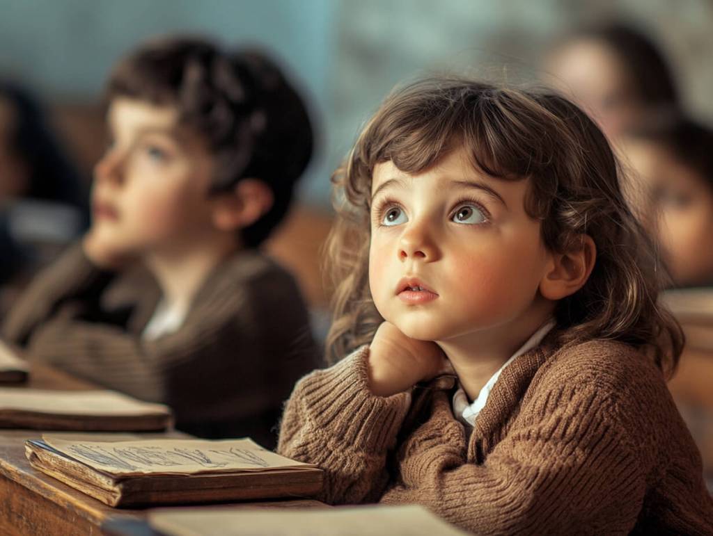Una niña atiende en clase