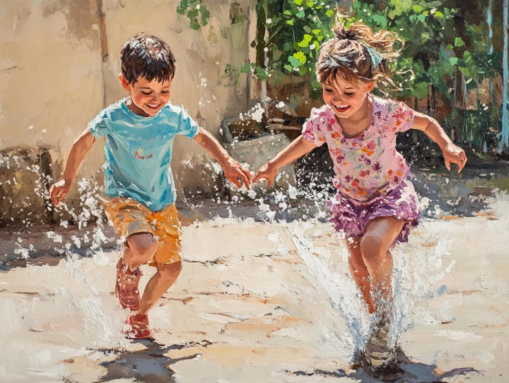 Dos niños jugando en la calle