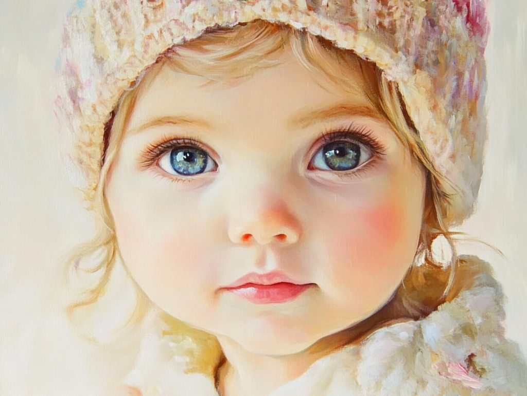 Primer plano de una niña de ojos claros