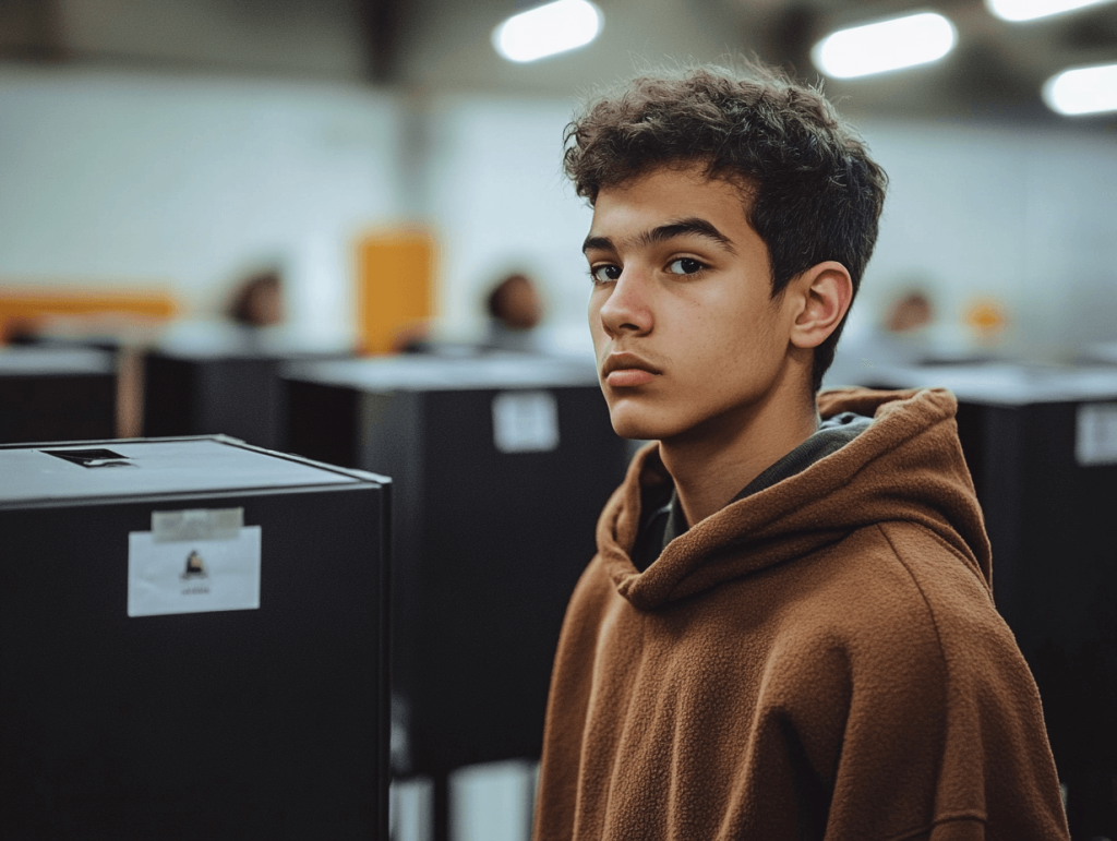 Un joven adolescente ejerciendo su derecho a voto