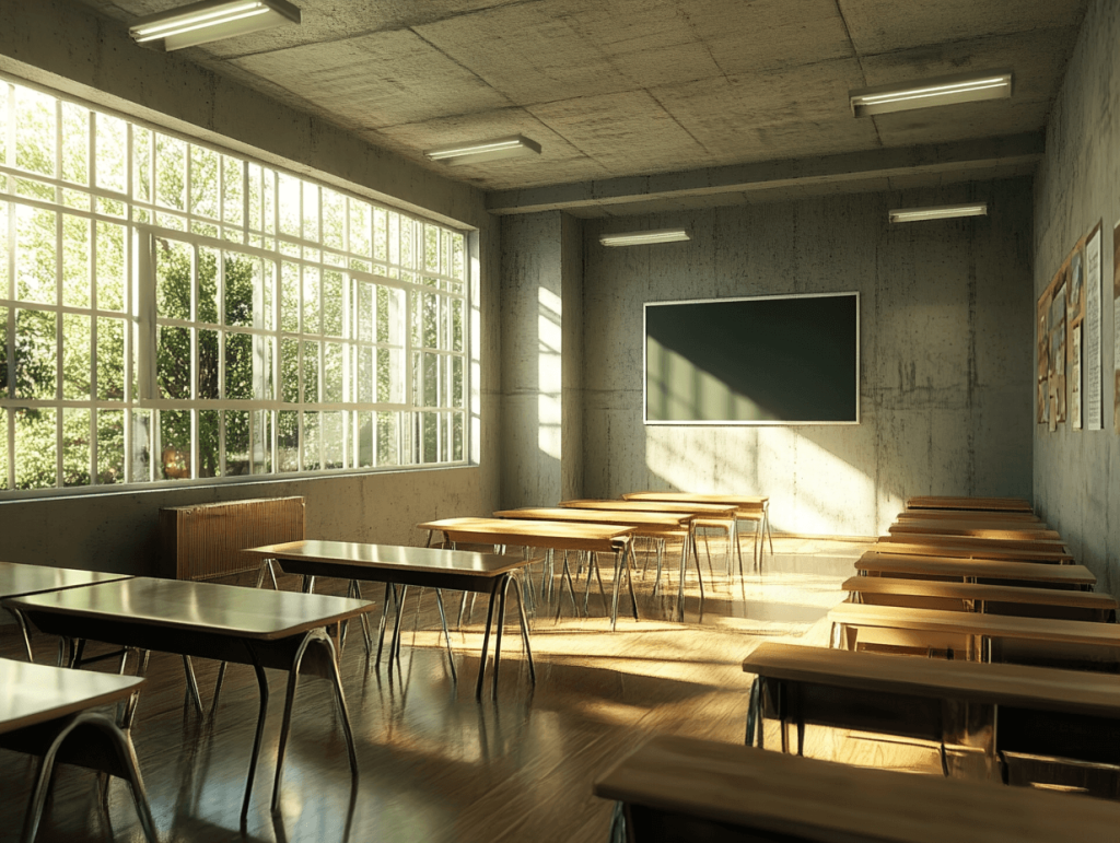 Un aula completamente vacía