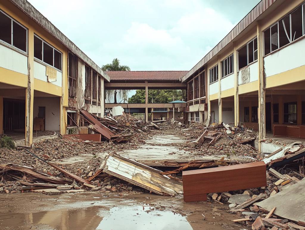 Un colegio destrozado por una inundación