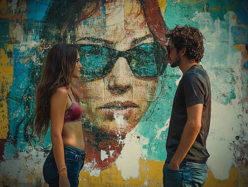 Una pareja joven, hablando cara a cara