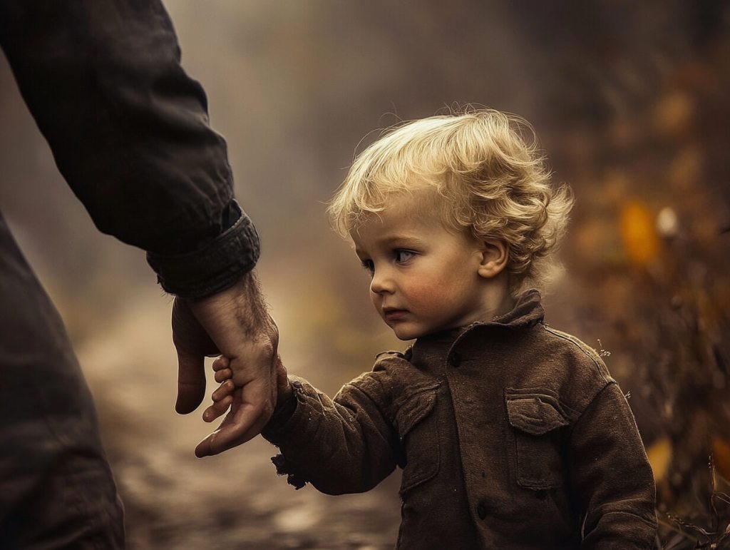 Padre e hijo de la mano
