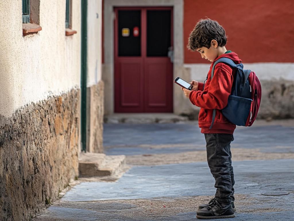 Un niño solo, camino del colegio