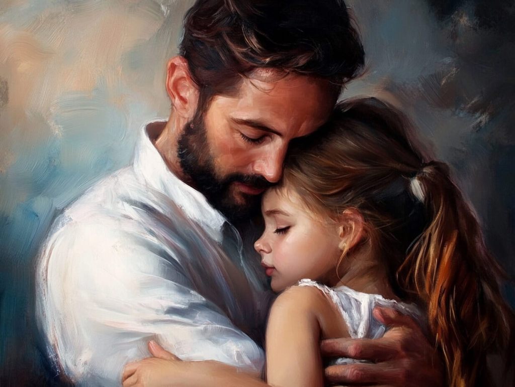 Padre e hija, abrazados