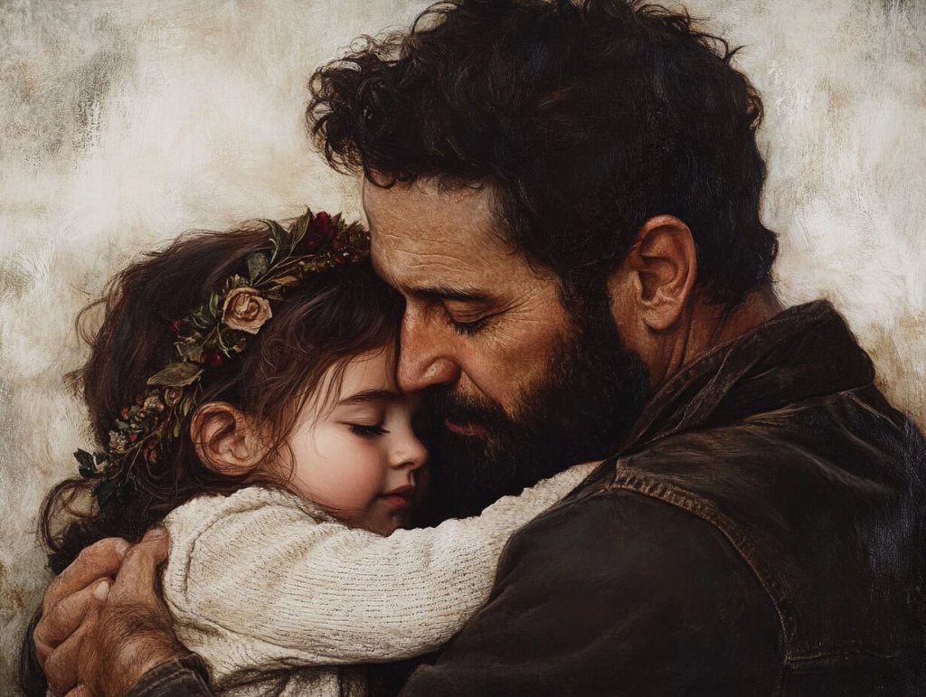 Un padre consuela y acompaña a su hija