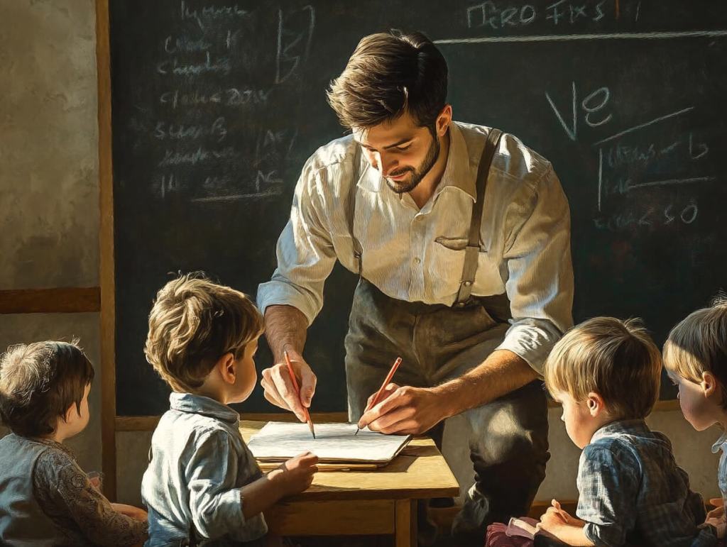 Un profesor interacciona con su alumnado