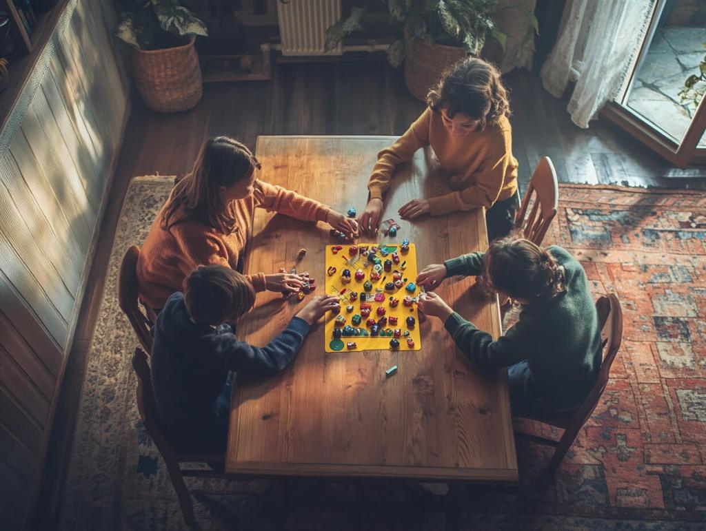 Una familia jugando a juegos de mesa