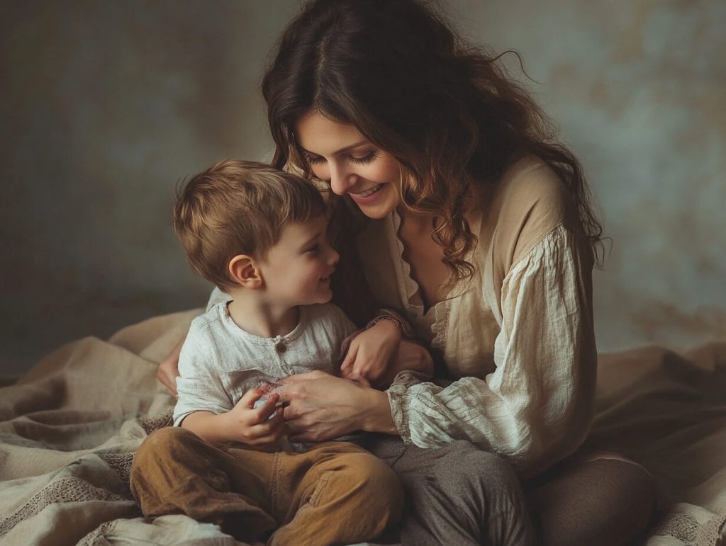 Madre e hijo dedicándose mutuamente tiempo de calidad (RG)