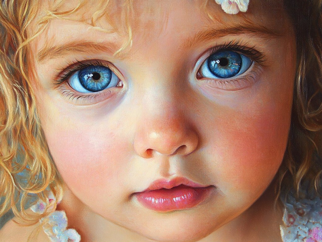 Primer plano de una niña pequeña con rasgos anglosajones