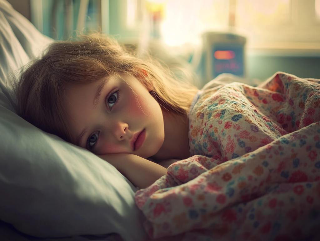 Una niña, tumbada de lado, trata de descansar entre monitores y cables