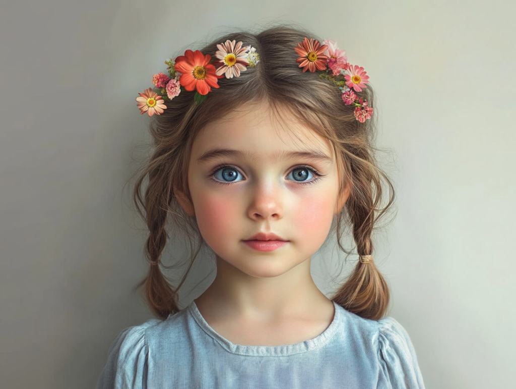 Retrato de una niña con trenzas