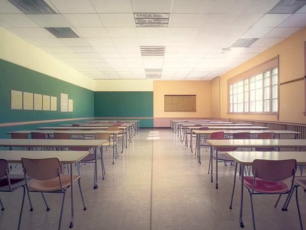 Aula de un colegio vacía