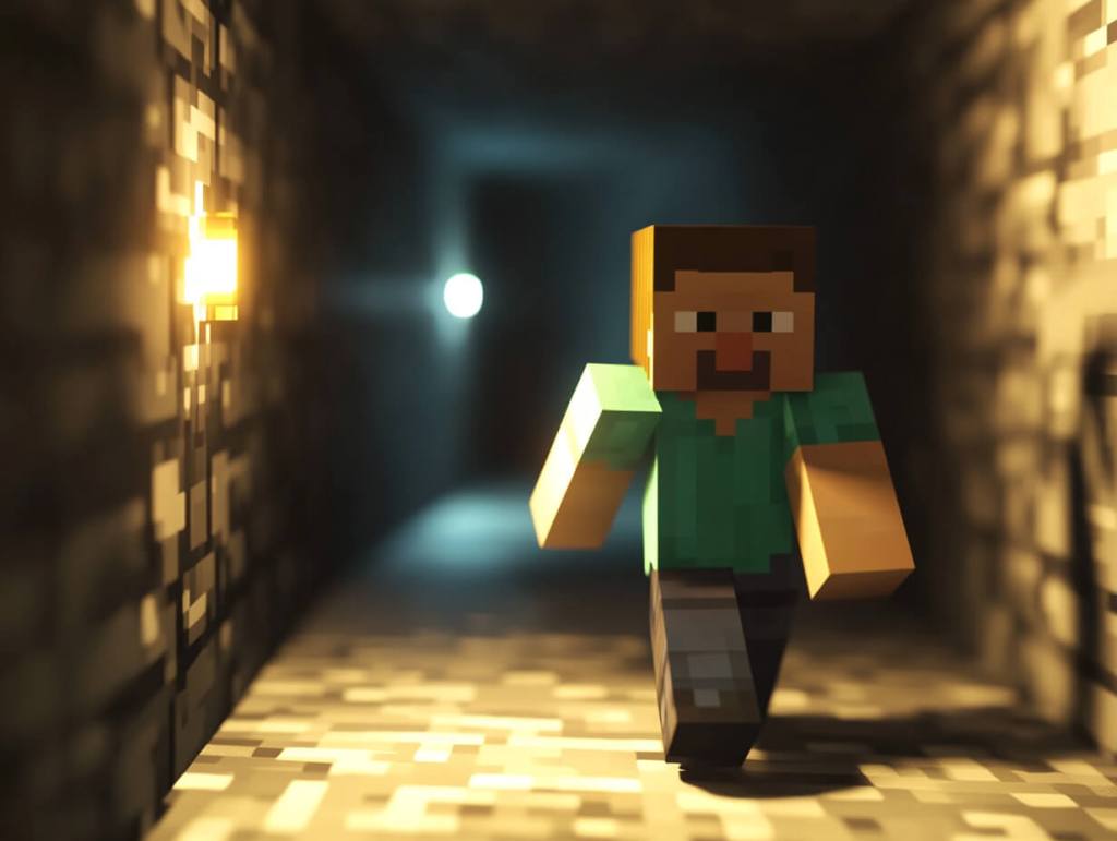 Imagen artificial que inspirada en el videojuego Minecraft