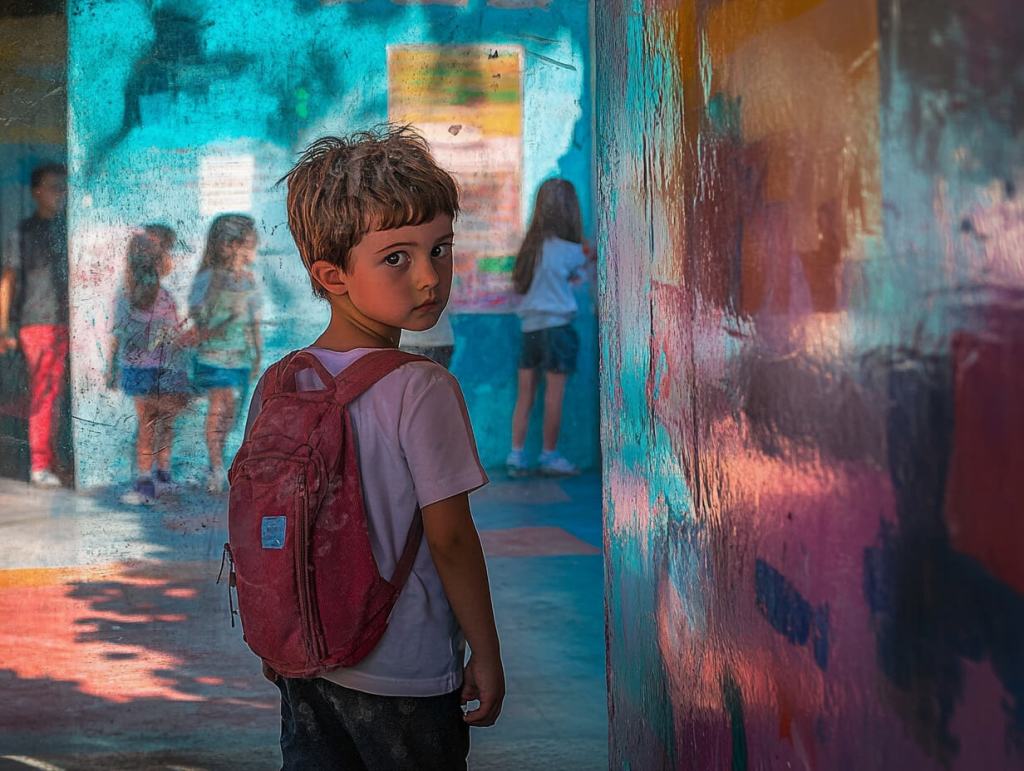 Niño camino del colegio