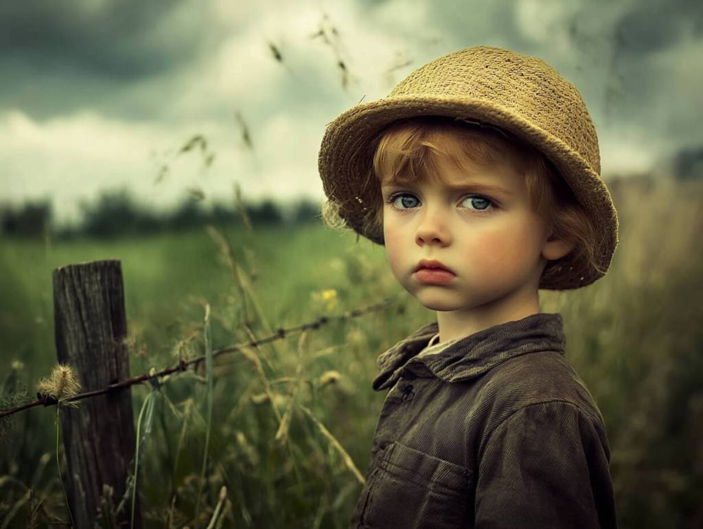 Niño pequeño en el campo